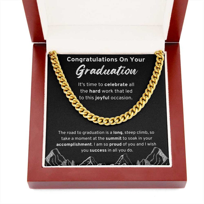 Graduation Gift - It's time to celebrate all the hard work that led to this joyful occasion - College, High School, Senior, Master Graduation Gift - Class of 2022 Cuban Link Chain - LX035A