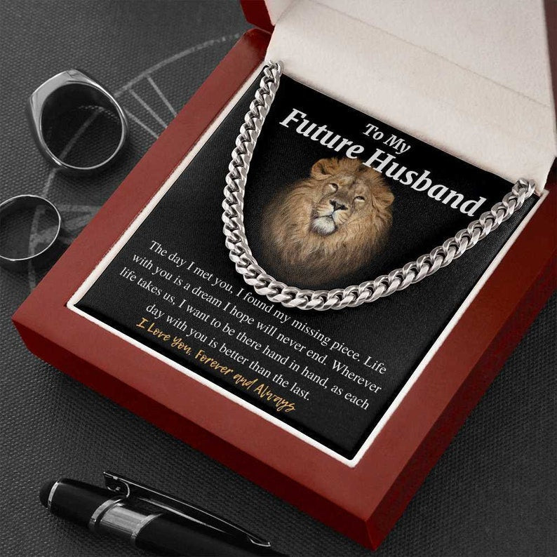 To My Future Husband Necklace, I Want To Be Hand In Hand, Necklace for Future Husband, Cuban Link Chain Necklace
