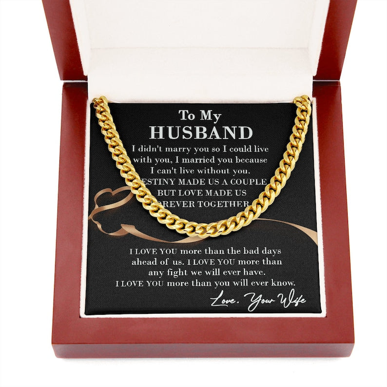 Husband Necklace, To My Husband Necklace I Love You More Than You Will Ever Know, Necklace For Husband, Cuban Link Chain Necklace