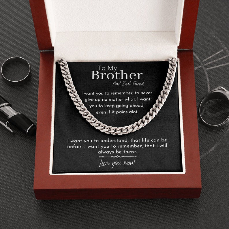 To My Brother And Best Friend Necklace, Love You Man - Cuban Link Chain Necklace, Chillever Necklace