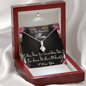 Jewelry, Necklace, Message Card, Mother's Day Gift, To My Beautiful Mom, Alluring Beauty Necklace Gift, From Daughter, Son