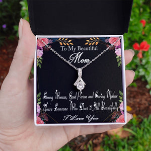 Jewelry, Necklace, Message Card, Mother's Day Gift, To My Beautiful Mom, Alluring Beauty Necklace Gift, From Daughter, Son
