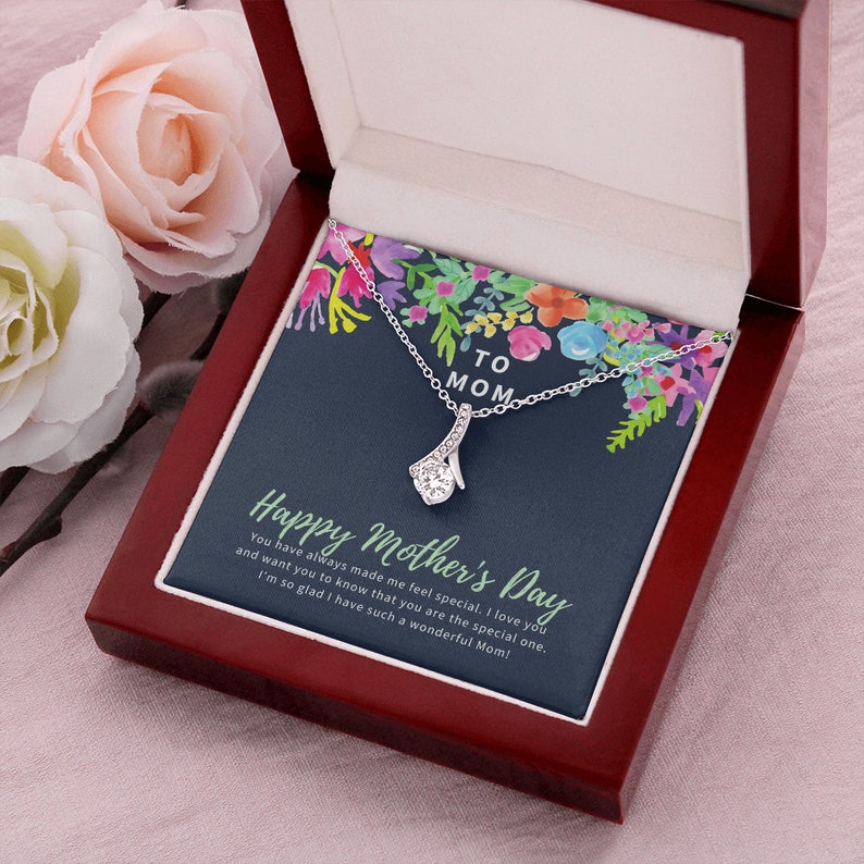 Jewelry, Necklace, Message Card, Happy Mother's Day Gift, Colorful  Watercolor Flowers, Alluring Beauty Necklace Gift To Mom From Daughter Son