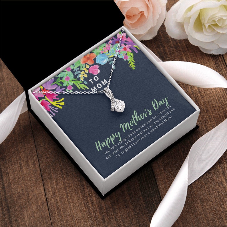 Jewelry, Necklace, Message Card, Happy Mother's Day Gift, Colorful  Watercolor Flowers, Alluring Beauty Necklace Gift To Mom From Daughter Son