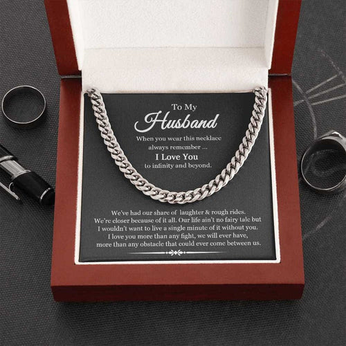 Necklace To My Husband We're Closer Because of It All Link Chain Necklace | Romantic Gift for Husband | Anniversary & Birthday Gift, Cuban Link Chain Necklace