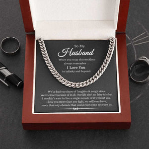 Necklace To My Husband We're Closer Because of It All Link Chain Necklace | Romantic Gift for Husband | Anniversary & Birthday Gift, Cuban Link Chain Necklace