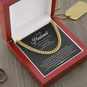 Necklace To My Husband We're Closer Because of It All Link Chain Necklace | Romantic Gift for Husband | Anniversary & Birthday Gift, Cuban Link Chain Necklace