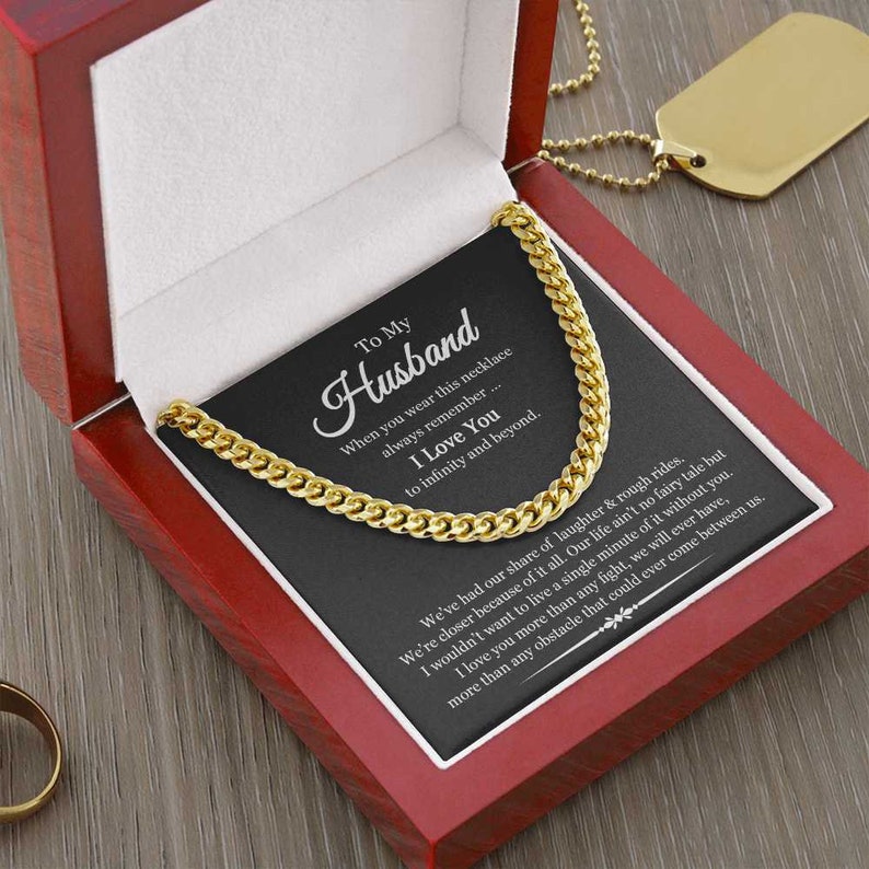 Necklace To My Husband We're Closer Because of It All Link Chain Necklace | Romantic Gift for Husband | Anniversary & Birthday Gift, Cuban Link Chain Necklace