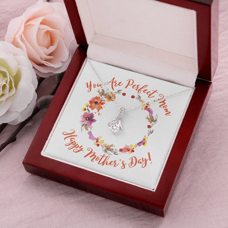 Jewelry, Necklace, Message Card, Mother's Day Gift, Floral Watercolor Flowers, Alluring Beauty Necklace Gift, To Mom From Daughter Son