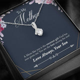 Jewelry, Necklace, Personalized Message Card, Watercolor Frame, Mother's Day Gift, Alluring Beauty Necklace Gift To Mother From Daughter Son