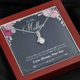 Jewelry, Necklace, Personalized Message Card, Watercolor Frame, Mother's Day Gift, Alluring Beauty Necklace Gift To Mother From Daughter Son