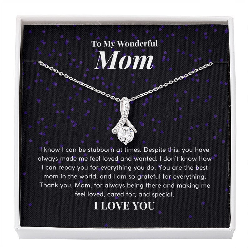 Jewelry, Necklace, Message Card, Mother's Day Gift, Starry Purple Heart, Alluring Beauty Necklace Gift, To Mom From Daughter, Son