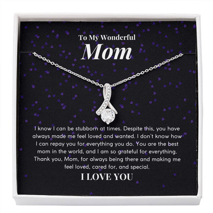 Jewelry, Necklace, Message Card, Mother's Day Gift, Starry Purple Heart, Alluring Beauty Necklace Gift, To Mom From Daughter, Son