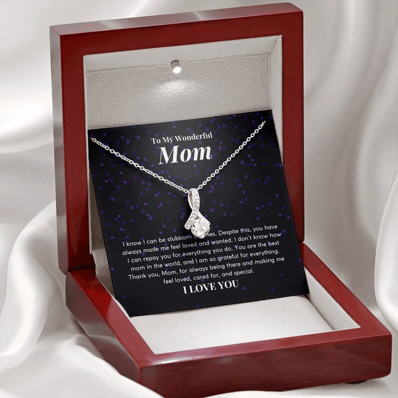 Jewelry, Necklace, Message Card, Mother's Day Gift, Starry Purple Heart, Alluring Beauty Necklace Gift, To Mom From Daughter, Son