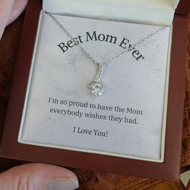 Jewelry, Necklace, Message Card, Mother's Day Gift, Best Mom Ever, Alluring Beauty Necklace Gift To Mom From Daughter Son