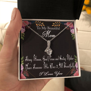 Jewelry, Necklace, Message Card, Mother's Day Gift, To My Beautiful Mom, Alluring Beauty Necklace Gift, From Daughter, Son