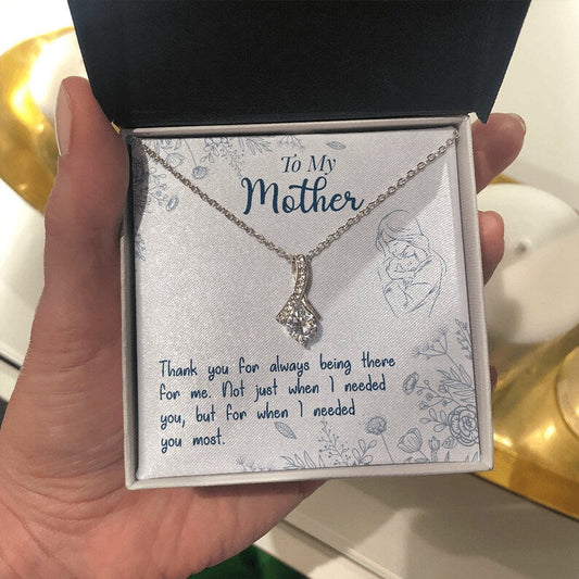 Jewelry, Necklace, Message Card, Mother's Day Gift, Mom Hugging Baby Line Art, Alluring Beauty Gift, To Mom, From Daughter Son