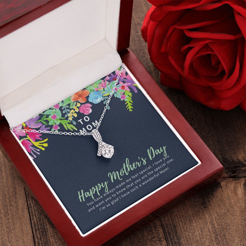 Jewelry, Necklace, Message Card, Happy Mother's Day Gift, Colorful  Watercolor Flowers, Alluring Beauty Necklace Gift To Mom From Daughter Son