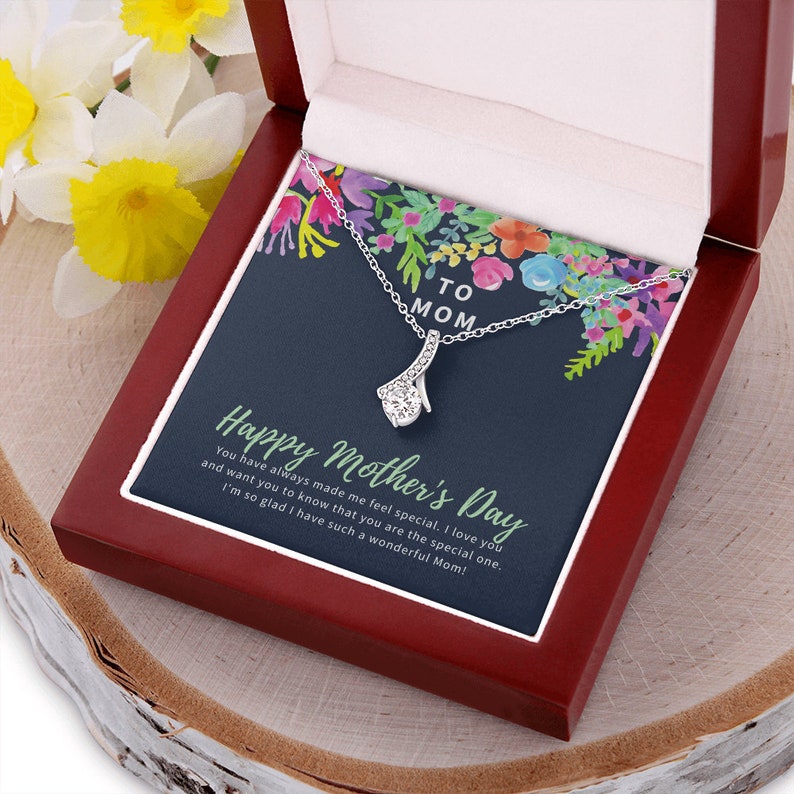 Jewelry, Necklace, Message Card, Happy Mother's Day Gift, Colorful  Watercolor Flowers, Alluring Beauty Necklace Gift To Mom From Daughter Son