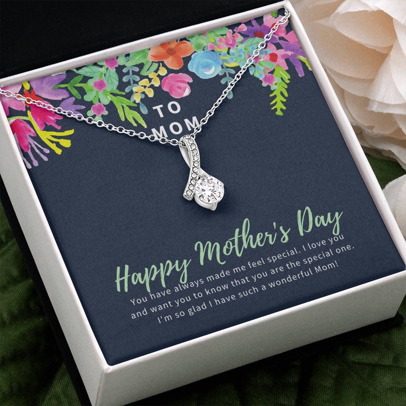 Jewelry, Necklace, Message Card, Happy Mother's Day Gift, Colorful  Watercolor Flowers, Alluring Beauty Necklace Gift To Mom From Daughter Son