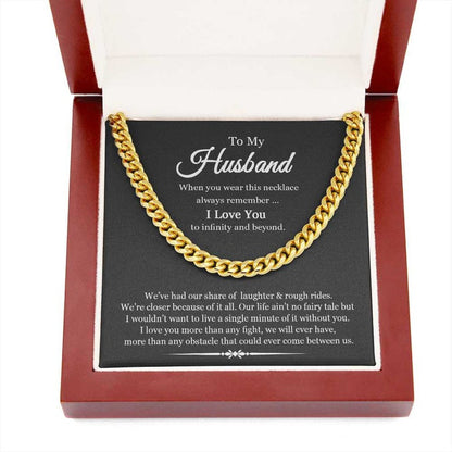 Necklace To My Husband We're Closer Because of It All Link Chain Necklace | Romantic Gift for Husband | Anniversary & Birthday Gift, Cuban Link Chain Necklace