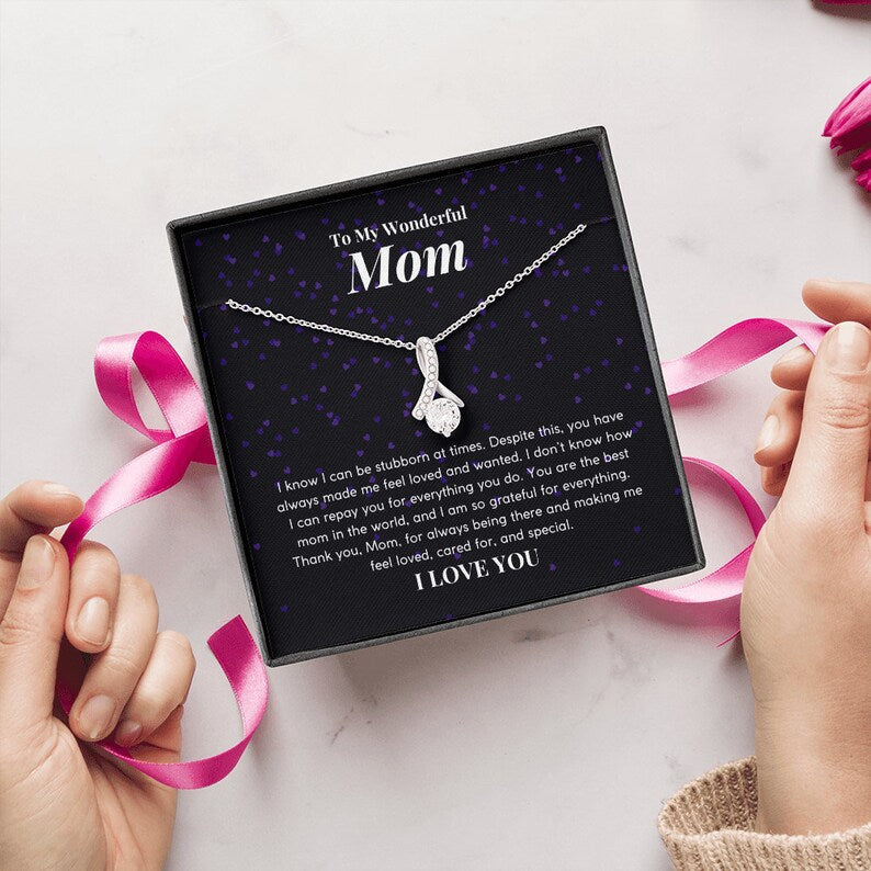 Jewelry, Necklace, Message Card, Mother's Day Gift, Starry Purple Heart, Alluring Beauty Necklace Gift, To Mom From Daughter, Son