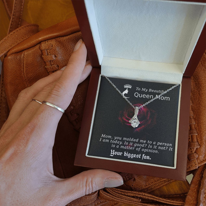 Jewelry, Necklace, Message Card, Mother's Day Gift, Realistic Rose, Alluring Beauty Necklace Gift To Mom From Daughter Son