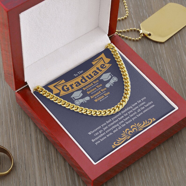 To the Graduate Cuban Chain Link Necklace, Graduation Jewelry for Boys Graduation Men Congratulations Necklace Present, Class of 2023 Gift