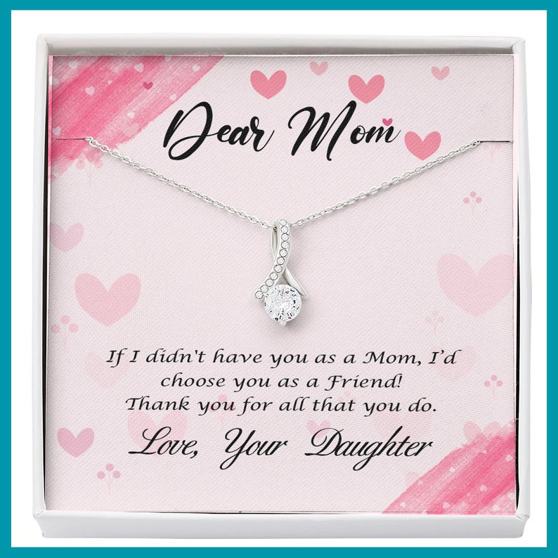 Jewelry, Necklace, Message Card, Mother's Day Gift, Floating Heart, Dear Mom, Alluring Beauty Necklace Gift To Mom From Daughter