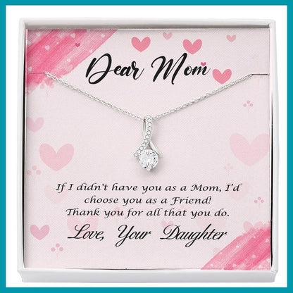 Jewelry, Necklace, Message Card, Mother's Day Gift, Floating Heart, Dear Mom, Alluring Beauty Necklace Gift To Mom From Daughter