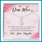 Jewelry, Necklace, Message Card, Mother's Day Gift, Floating Heart, Dear Mom, Alluring Beauty Necklace Gift To Mom From Daughter