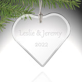 Engraved Glass Heart Shaped Christmas Ornament- Long Distance Relationship Gift For Boyfriend / For Girlfriend- Anniversary Gift