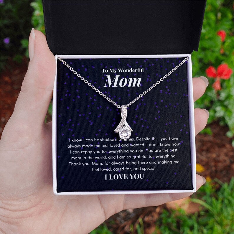 Jewelry, Necklace, Message Card, Mother's Day Gift, Starry Purple Heart, Alluring Beauty Necklace Gift, To Mom From Daughter, Son