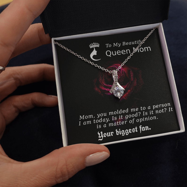 Jewelry, Necklace, Message Card, Mother's Day Gift, Realistic Rose, Alluring Beauty Necklace Gift To Mom From Daughter Son