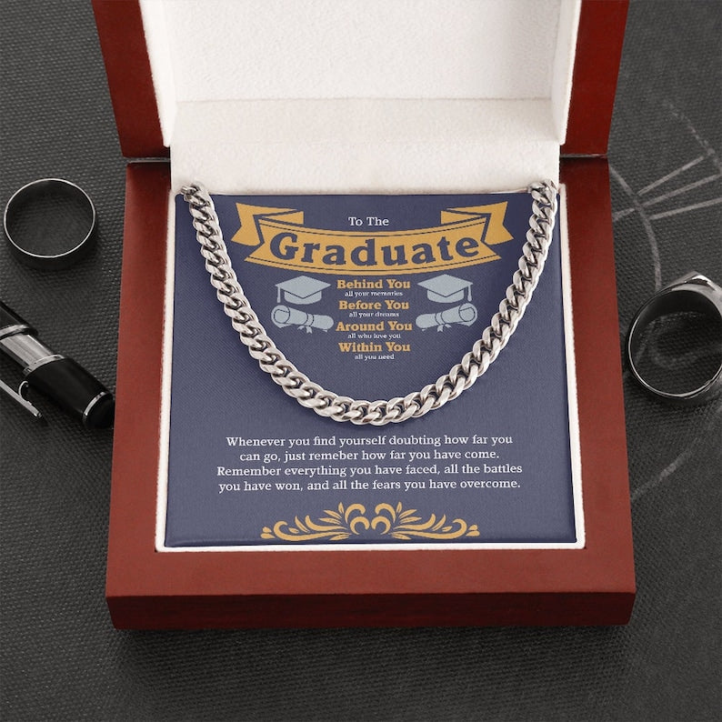 To the Graduate Cuban Chain Link Necklace, Graduation Jewelry for Boys Graduation Men Congratulations Necklace Present, Class of 2023 Gift