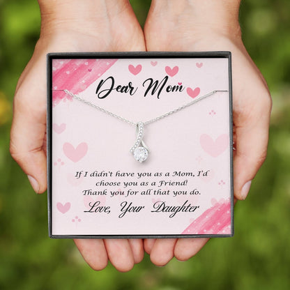 Jewelry, Necklace, Message Card, Mother's Day Gift, Floating Heart, Dear Mom, Alluring Beauty Necklace Gift To Mom From Daughter
