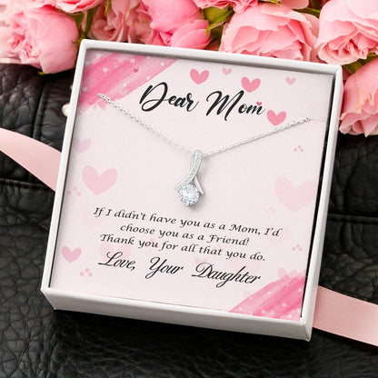Jewelry, Necklace, Message Card, Mother's Day Gift, Floating Heart, Dear Mom, Alluring Beauty Necklace Gift To Mom From Daughter