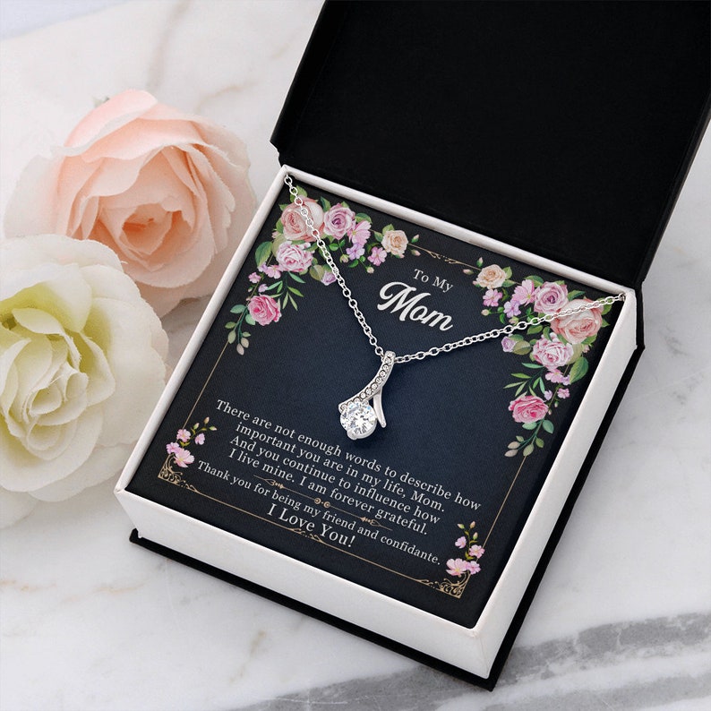 Jewelry, Necklace, Message Card, Mother's Day Gift, Colorful Rose Frame, Alluring Beauty Necklace Gift To Mom From Daughter Son