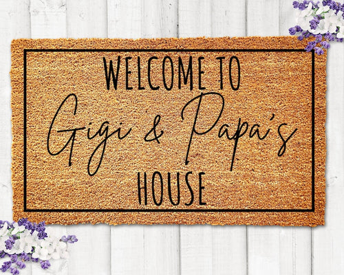 Welcome to Gigi and Papa's House Doormat Custom Grandparents DoormatPersonalized DoormatGrandparents Gift