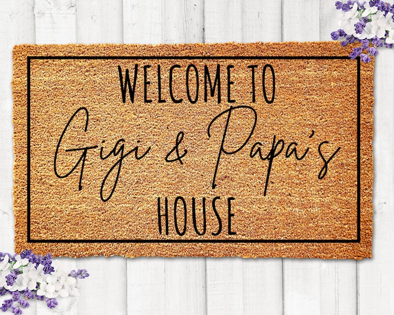 Welcome to Gigi and Papa's House Doormat Custom Grandparents DoormatPersonalized DoormatGrandparents Gift