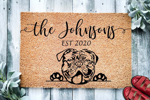 Mastiff Personalized Doormat Dog Custom Doormat Welcome Mat Housewarming Gift Last Name Doormat Dog Mom
