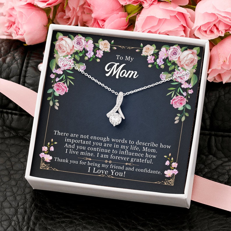 Jewelry, Necklace, Message Card, Mother's Day Gift, Colorful Rose Frame, Alluring Beauty Necklace Gift To Mom From Daughter Son