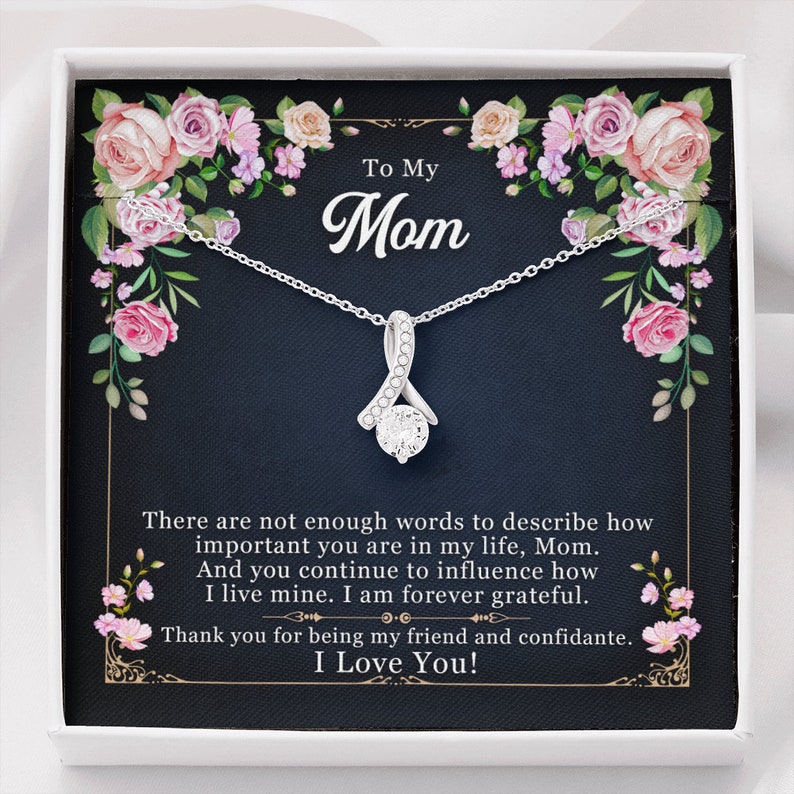 Jewelry, Necklace, Message Card, Mother's Day Gift, Colorful Rose Frame, Alluring Beauty Necklace Gift To Mom From Daughter Son