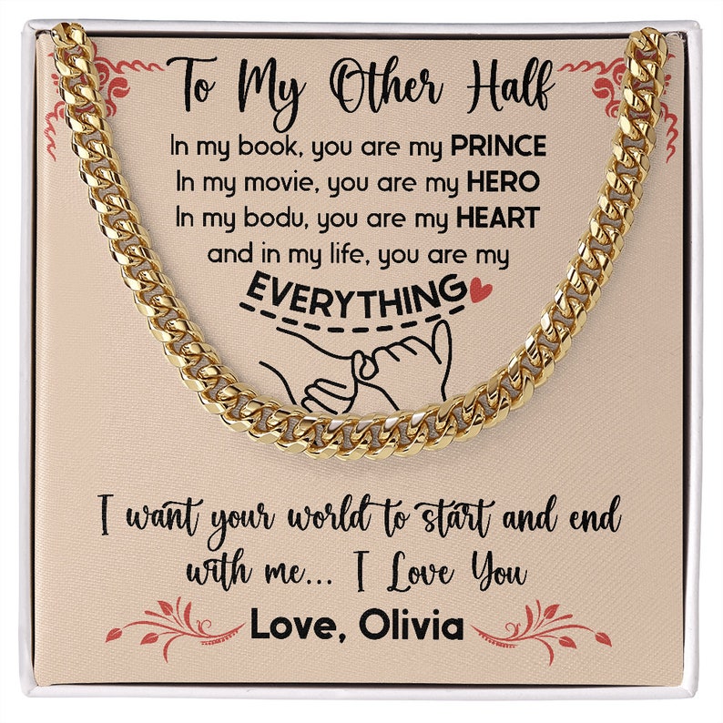 Custom To My Man Promise Necklace, Cuban Chain Jewelry Custom Message To My Soulmate, Valentine Birthday Gift to Boyfriend, Message Relationship Gift.