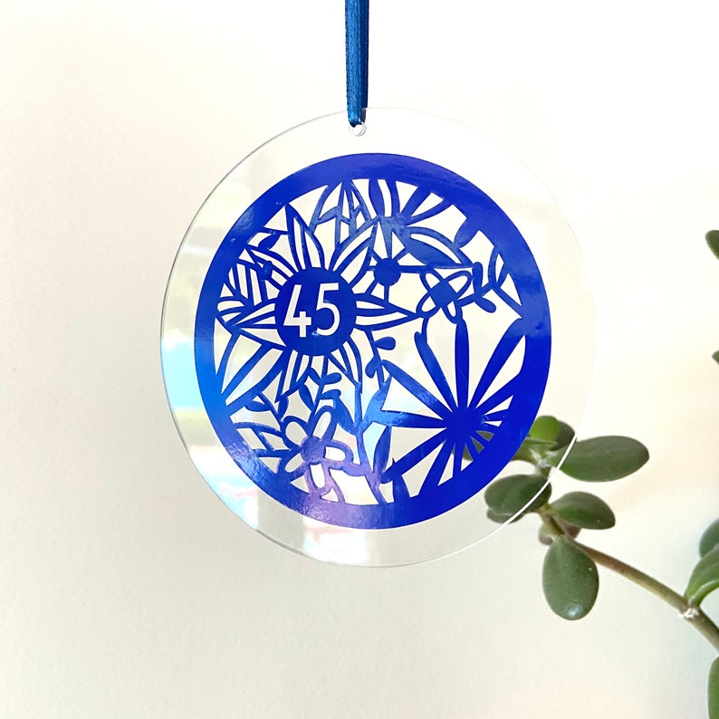 45Th Anniversary Ornament / Sapphire Anniversary / Anniversary Gift For Parents / 45Th Wedding Anniversary / Hanging Ornament