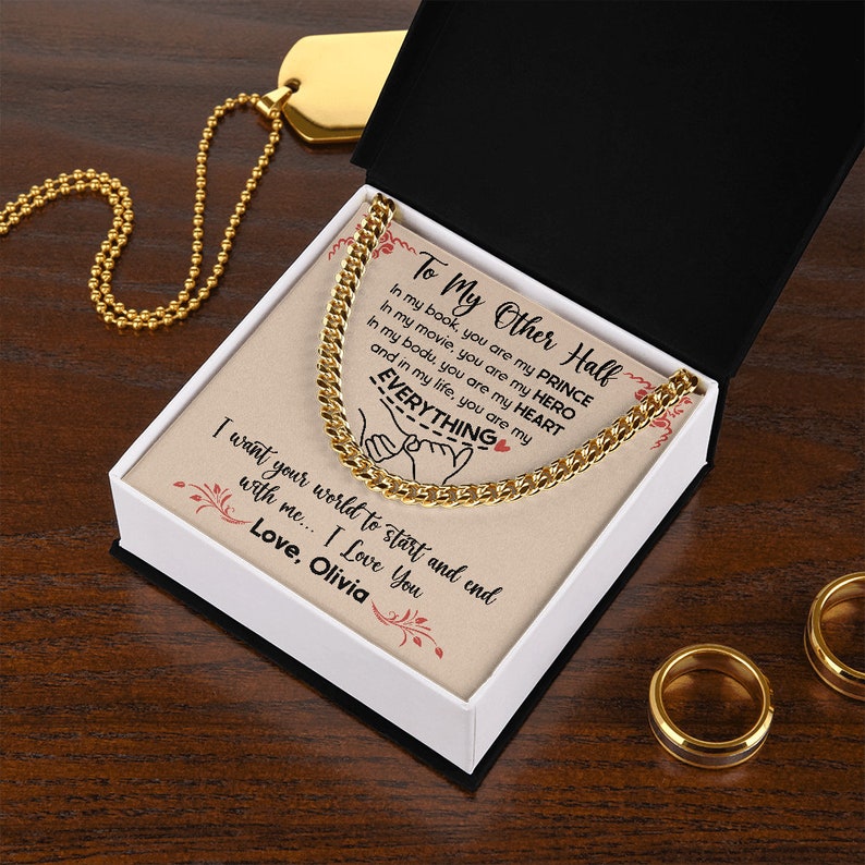 Custom To My Man Promise Necklace, Cuban Chain Jewelry Custom Message To My Soulmate, Valentine Birthday Gift to Boyfriend, Message Relationship Gift.