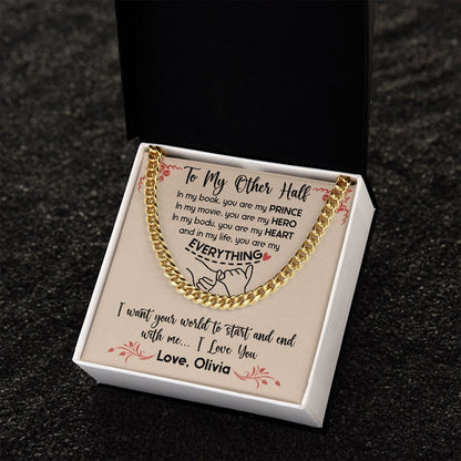 Custom To My Man Promise Necklace, Cuban Chain Jewelry Custom Message To My Soulmate, Valentine Birthday Gift to Boyfriend, Message Relationship Gift.