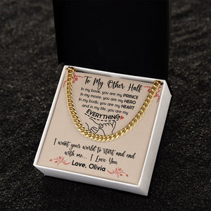 Custom To My Man Promise Necklace, Cuban Chain Jewelry Custom Message To My Soulmate, Valentine Birthday Gift to Boyfriend, Message Relationship Gift.