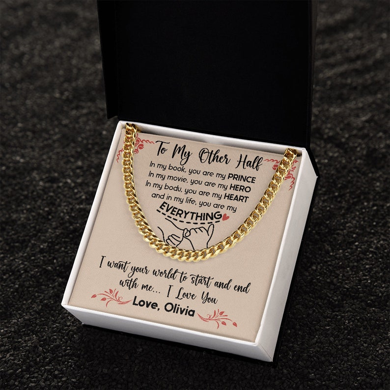 Custom To My Man Promise Necklace, Cuban Chain Jewelry Custom Message To My Soulmate, Valentine Birthday Gift to Boyfriend, Message Relationship Gift.