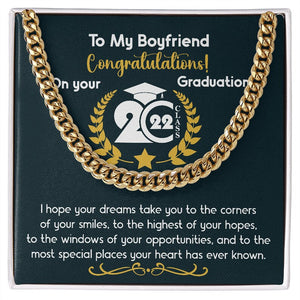 To The Graduate Cuban Chain Link Necklace, Graduation Jewelry for Boys Girls with Uplifting Message Graduation Gift, Happy Graduation 2023